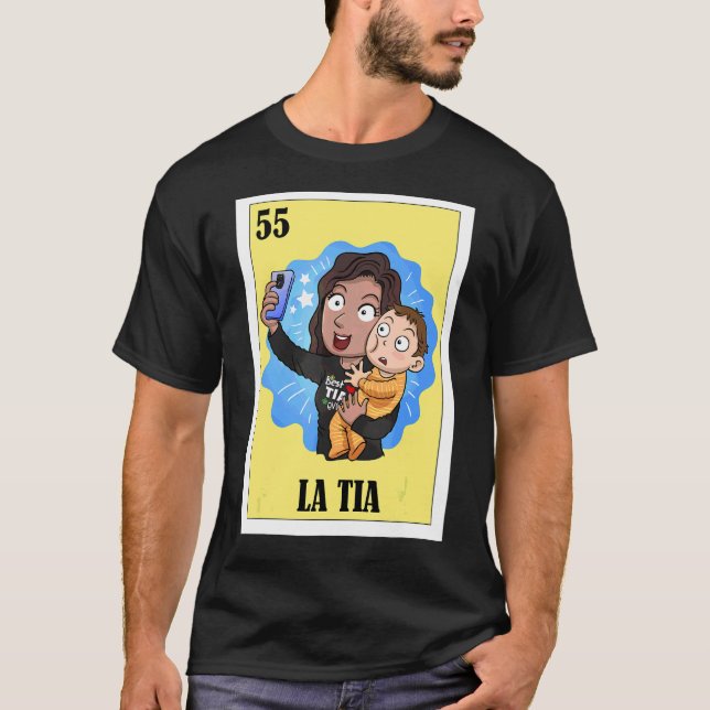 T-shirt Tante espagnole Loterie mexicaine Bingo La Tia (Devant)