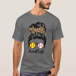 T-shirt Tante Life Messy Bun Cheveux Drôle Baseball Softb