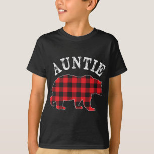 T-shirt Tante Mama Bear RED Black Buffalo Plaid Checker P