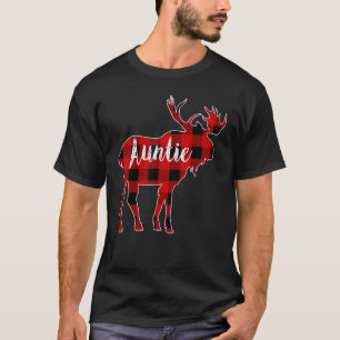 T-shirt Tante Moose Red Buffalo Plaid Correspondant Family