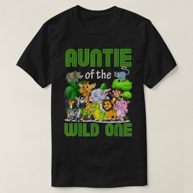 T-shirt Tante Of The Wild One Birthday Safari Jungle 2e  (Design devant)