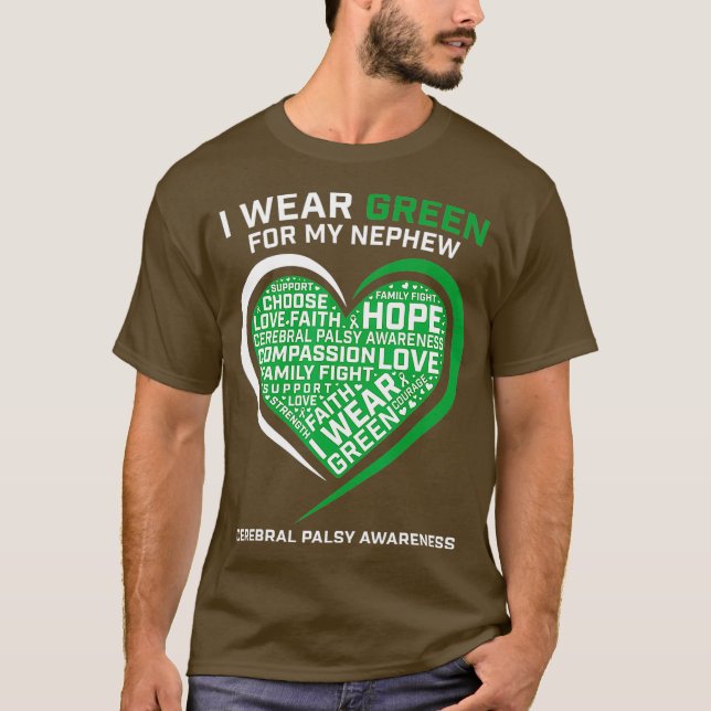 T-shirt Tante Oncle Green Ribbon Cadeau Nephew Cérébrale (Devant)