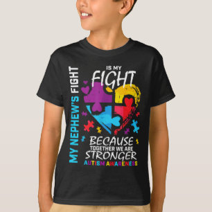 T-shirt Tante Oncle Puzzle Cœur Bleu Combattant Neveu Au