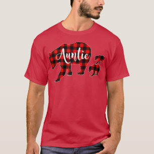 T-shirt Tante Ours à carreaux rouges pour femmes et deux o