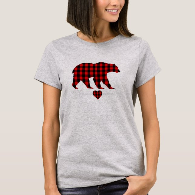 T-shirt Tante Ours Pyjama de Noël Rouge Buffle Plaid (Devant)