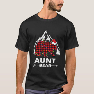 T-shirt Tante Ours Pyjama Rouge Plaid Correspondant Cadeau