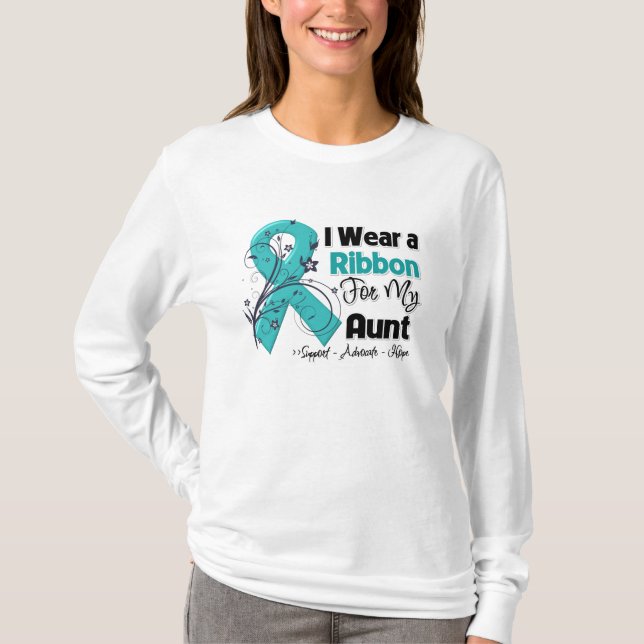 T-shirt Tante - Ruban du cancer de l'ovaire (Devant)