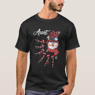 T-shirt Tante Snowman Sucre de canne Noël Rouge Plaid Casq