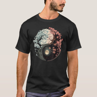T-shirt Taoism Yin Yang Cerry Blossom sur Taijitu Yin Yang