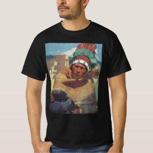 T-shirt Taos Indian tenant un pot d'eau par Blumenschein