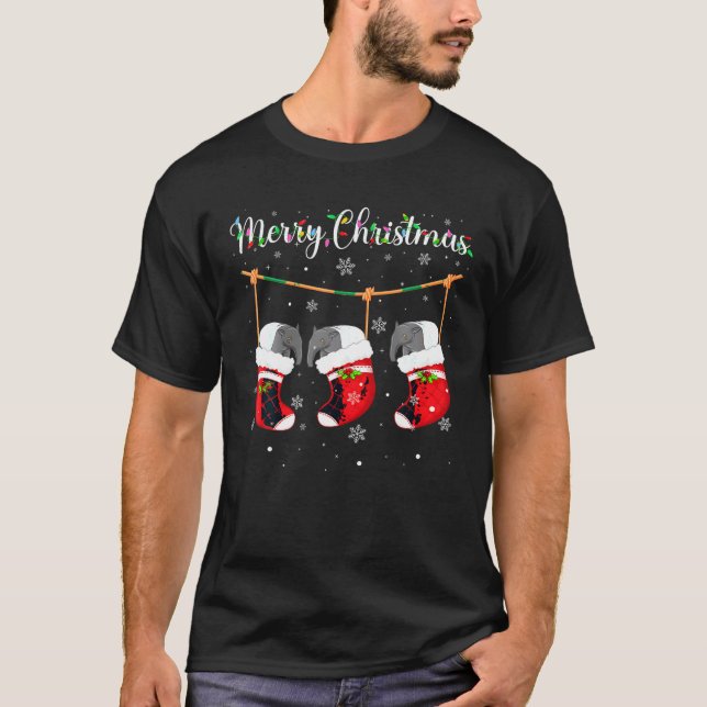 T-shirt Tapir En Chaussettes De Noël Drôle Vacances Mal Do (Devant)