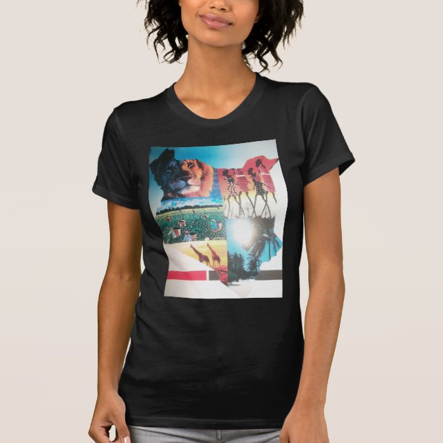 T-shirt Tapisserie kenyane : Faune, culture et plage côtiè (Devant)