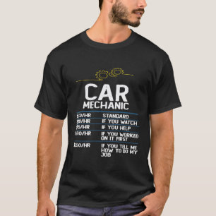 T-shirt Tarif horaire de mécanicien automobile
