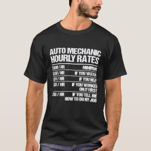 T-shirt Tarifs horaires de mécanicien automobile Réparateu