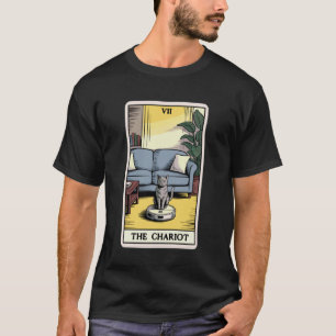 T-shirt Tarot Carte Le Chariot Chat Aspirateur Robot Fu