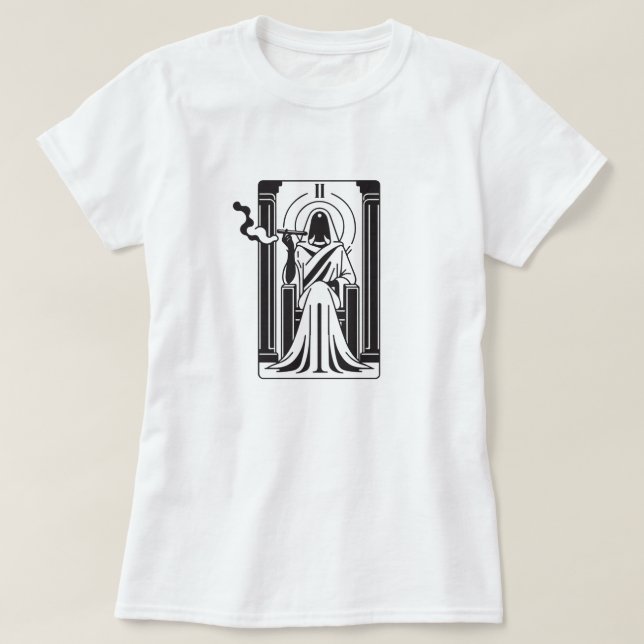 T-shirt Tarot High Prestess Weight Fumer Occulte (Design devant)