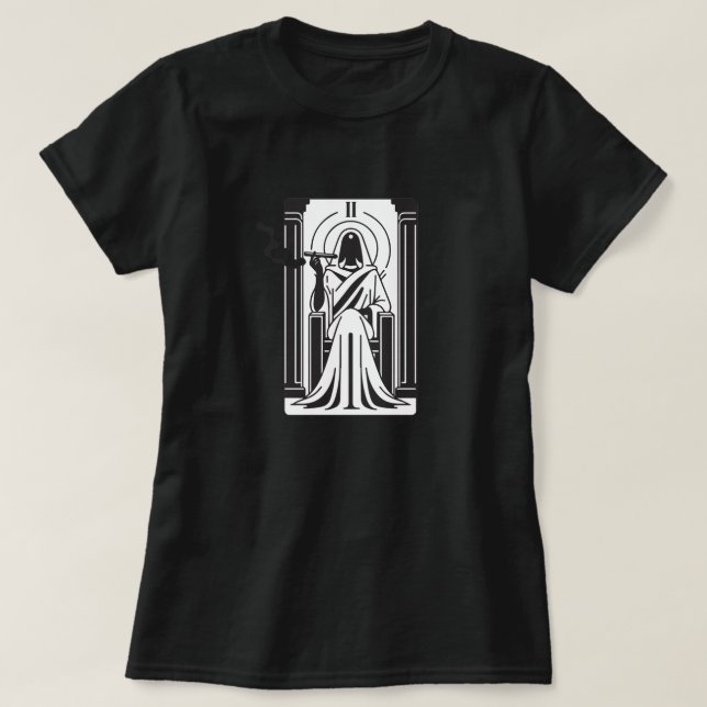 T-shirt Tarot High Prestess Weight Fumer Occulte (Design devant)
