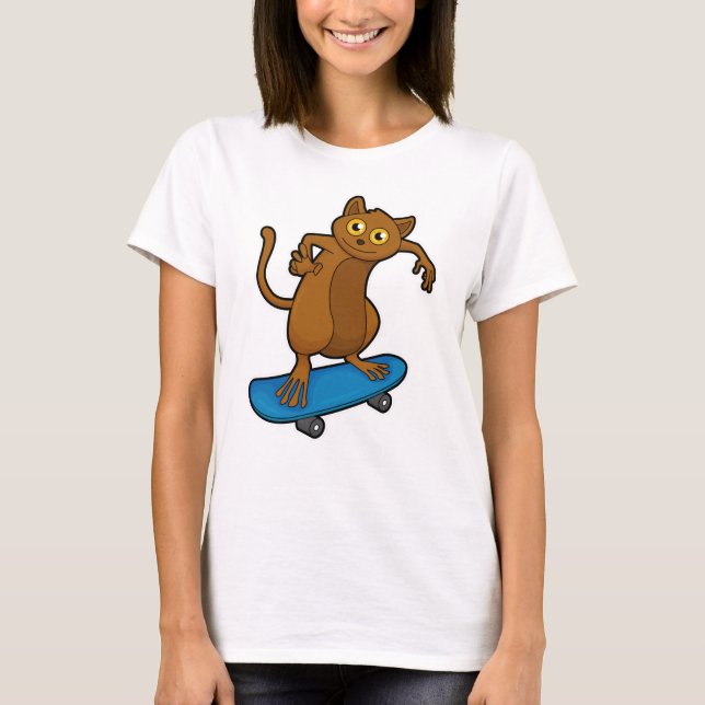 T-shirt Tarsier comme Patineur avec Skateboard (Devant)