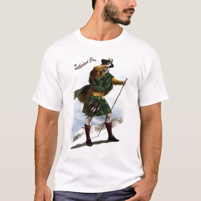 T-shirt Tartan de clan de Sutherland - famille de (Devant)