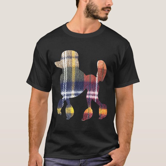 T-shirt Tartan Poodle Silhouette Chien Maman Cadeau Cute P (Devant)