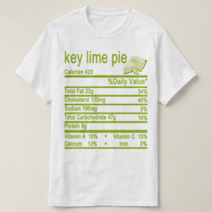 T-shirt tarte à la chaux étiquette de la valeur nutritive