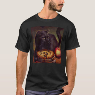 T-shirt Tarte aux pommes de paresseux de chat noir