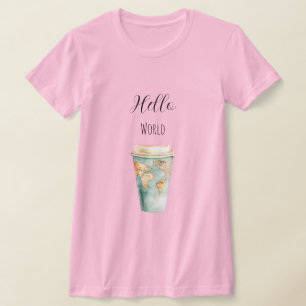 T-shirt Tasse à café Bleu Hello World