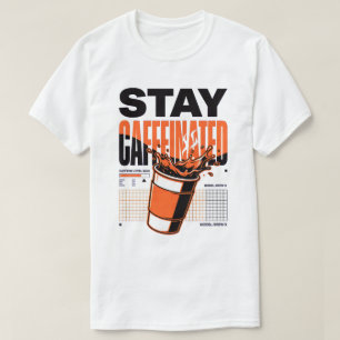 T-shirt Tasse à café orange néon Stay Caffeinated Punk