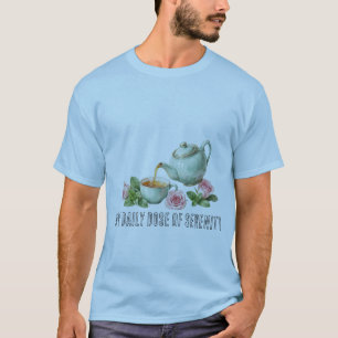 T-shirt Tasse à thé rose confortable avec des marguerites