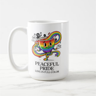 T-Shirt Tasse de Café Arc-en-Ciel Fière Paix Rétro