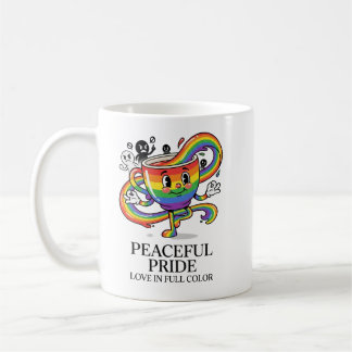T-Shirt Tasse de Café Arc-en-Ciel Rétro Paisible F