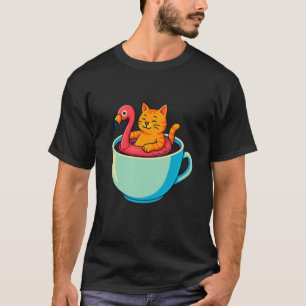 T-shirt Tasse de café Flamingo Floatie Chat Drôle de Kitty