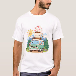 T-shirt Tasse de café mignonne dans une camionnette aménag