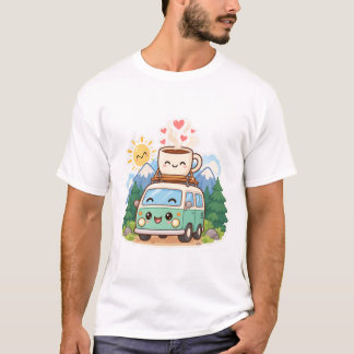 T-shirt Tasse de café mignonne dans une camionnette aménag