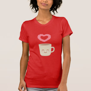 T-shirt Tasse de café mignonne dessin animé, amateur de ca