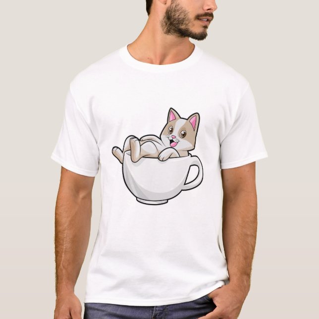 T-shirt Tasse de thé de chat (Devant)