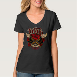 T-shirt Tatouage Ancienne École Sous Culture Roses Poings