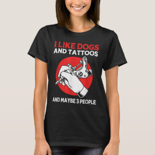 T-shirt Tatouage Artiste Tatouage Encre J'Aime Chiens Et T