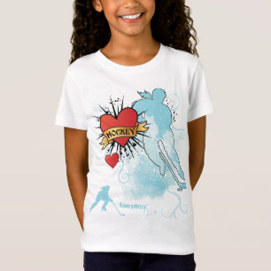 T-Shirt Tatouage cardiaque de hockey pour filles