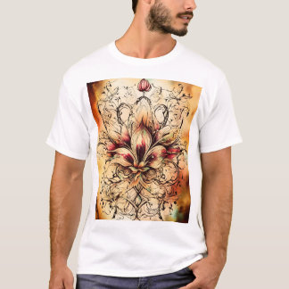 T-shirt Tatouage de fleur de lys en Aquarelle Abstraite
