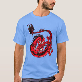 T-shirt Tatouage de Rues rouge et noir Dragon sur