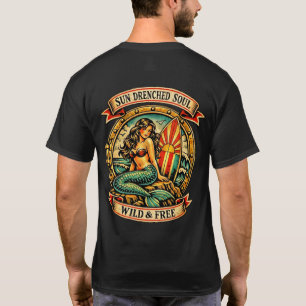 T-shirt Tatouage de sirène vintage Art Âme baignée de sole