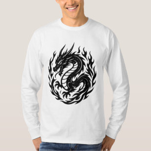 T-shirt Tatouage de style Dragon de Feu Enroulé