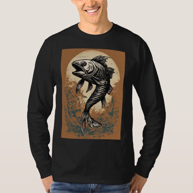 T-shirt tatouage d'os de poisson les deux côtés hommes man (Devant)