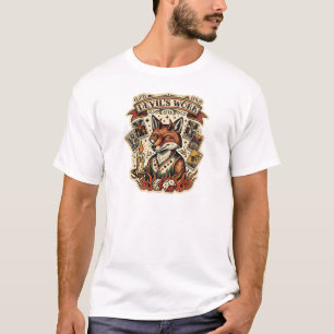 T-shirt Tatouage flash de carte de tarot du renard rusé de