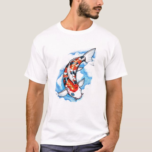 T-shirt Tatouage oriental frais de nuage de carpe de Koi (Devant)