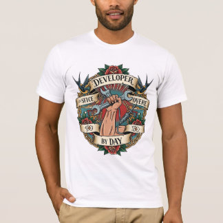 T-shirt Tatouage Traditionnel de Développeur de Jour