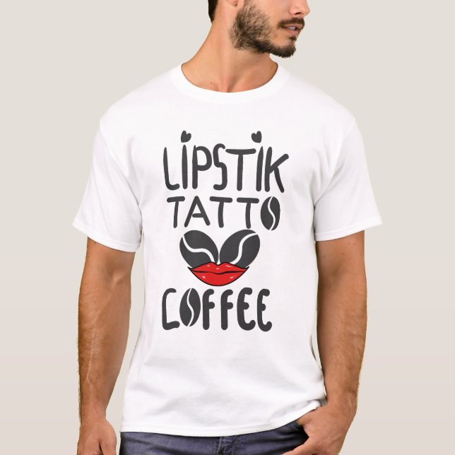 T-shirt Tatouages & Café en bâton - Chemises mignonnes - C (Devant)
