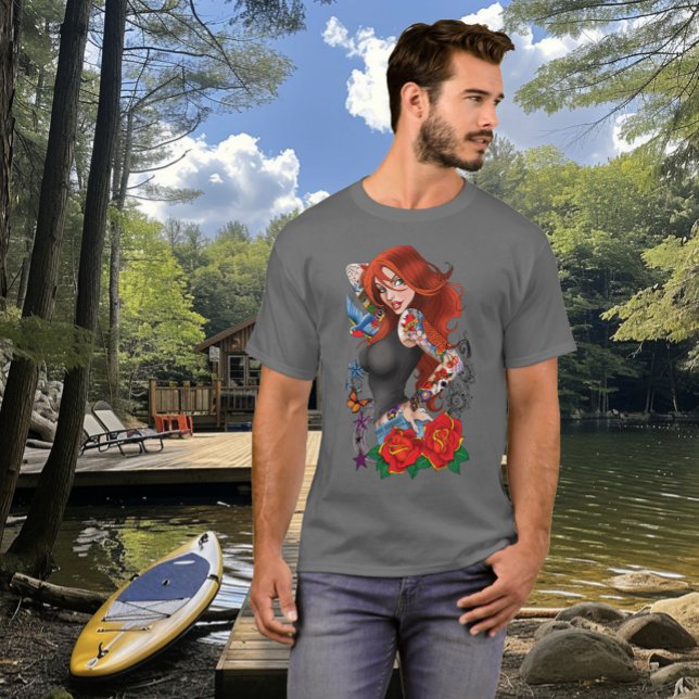 T-shirt Tatouages de femme rousse (Créateur téléchargé)