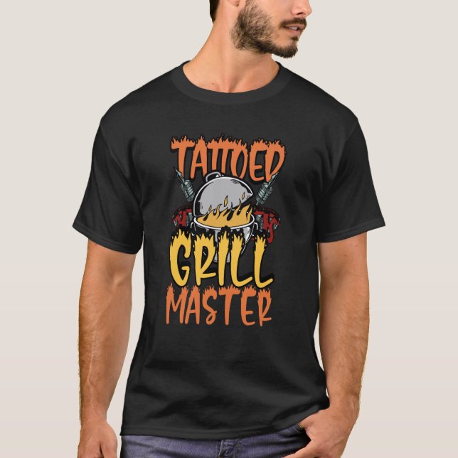 T-shirt Tattoed Grill Master Smoker Grill Barbecue Meat Gr (Devant)